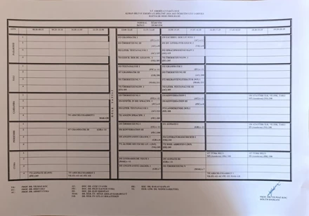 2024-2025 Güz Dönemi Ders Programı